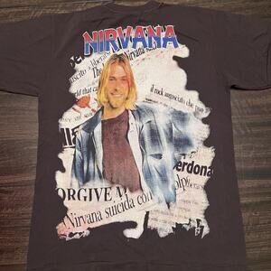 Nirvana Kurt Cobain Memorial rap Tee Grunge modern aop vintage 90s style shirt